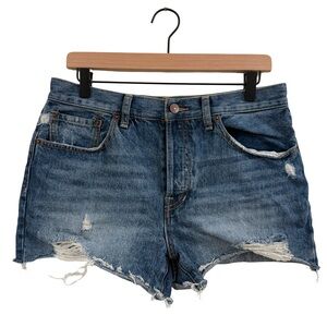 We The Free Blue Distressed Jean Shorts